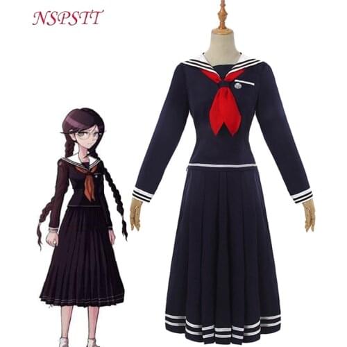 NSPSTT Fukawa Toko Cosplay Costume Anime Danganronpa Cosplay Costume for Women School Uniform Halloween Top Skirt Tie Full Set