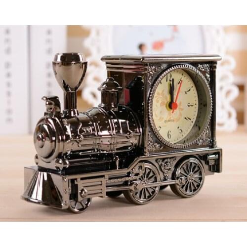 Upgraded Antique Train Clock Train Creative Alarm Student Childrens Bedroom Plastic Pointer Boutique Home Decor Gift