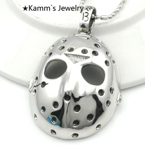 AMUMIU Cross Mark Mask Polished 316L Stainless Steel Pendant Necklace Rock Punk Musician Wholesale KP016
