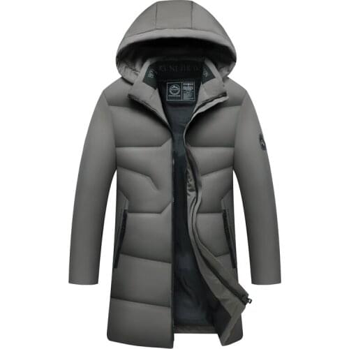 Parka Men 2019 New Winter Men Hooded Jacket Long Jacket Coat Solid Color Parkas Cotton-Padded Youth Clothing Clothing