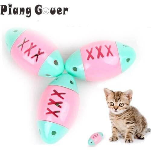 6Pcs/Lot Pet Plastic Rugby Cat Toys Football Training Cats Toy Color Random