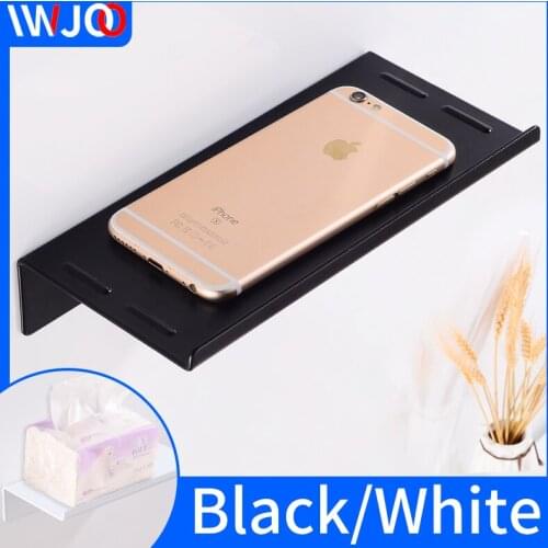 Bathroom Shelves Shower Storage Rack Black Toilet Paper Holder White Corner Shampoo Shelf Single Wall Mounted Mobile Phone Tray