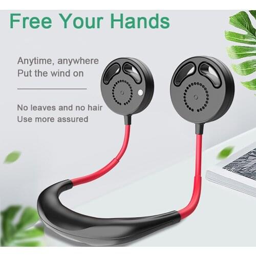 Portable Hanging Neck Fan Rechargeable Wearable USB Air Cooler Sports Fan with Adjustable 3 Speeds for Office Indoor Outdoor
