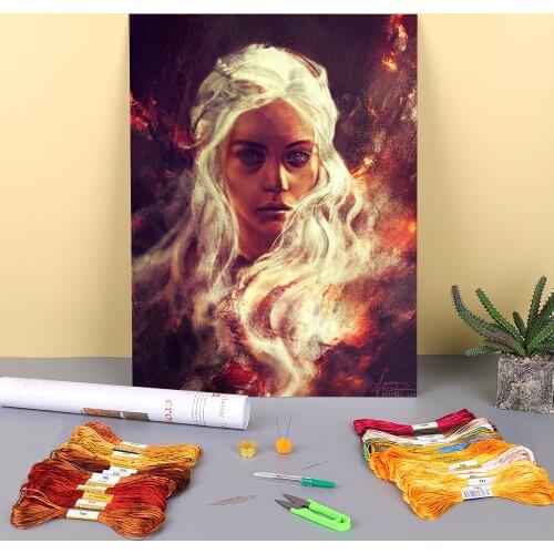 Portrait Fireheart Printed 11CT Cross Stitch Full Kit Embroidery DMC Threads Needlework Handmade Hobby Handicraft Decor