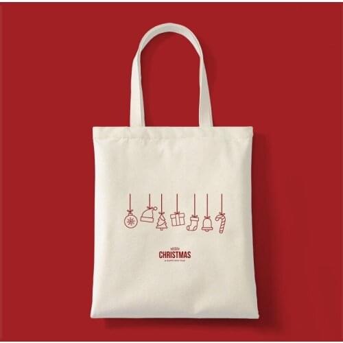 Christmas canvas bag womens shoulder canvas bag student Japanese ins art wild large capacity Christmas gift bag