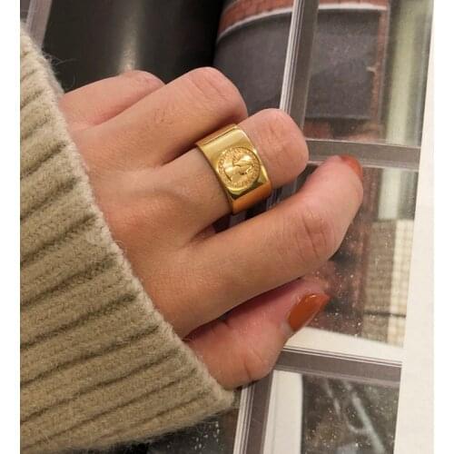 Silvology 925 Sterling Silver Empress Rings Emboss Figure Creative Temperament Open Rings for Women 925 Friendship Jewelry Gift