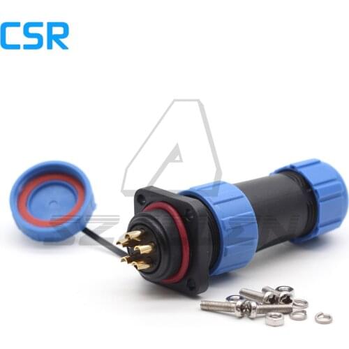 SP21 IP68 waterproof connector plug male and socket female with flange 4 hole 5 pin Automotive Connectors power cable connector