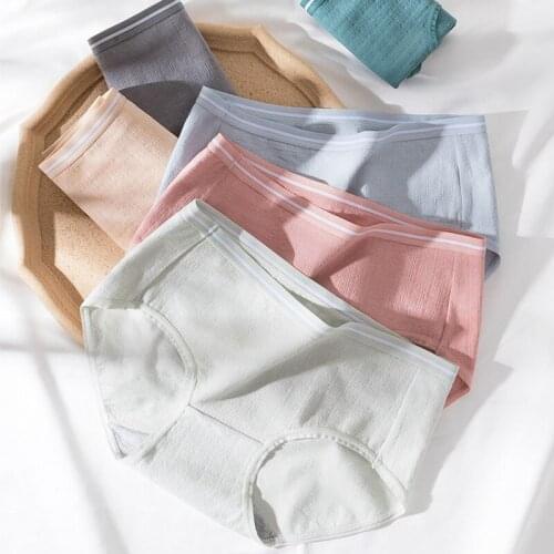 Wasteheart New Women Fashion Green Pink Cotton Lace Mid Waist Panties Underwear Lingerie Briefs Underpants Brief Seamless M L XL