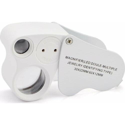 30X 60X Illuminated Magnifier Glass Loupe Dual Lens Lam Jewelry Appraisal tool High Quality dropshipping& wholesale