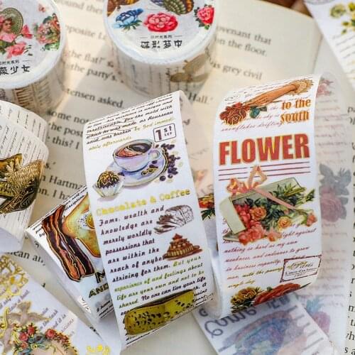 Vintage Foil Washi Masking Tape Sticker With Plants Rose Forest Designs For Scrapbooking Diy Gift Wrapping Office Party Supplies