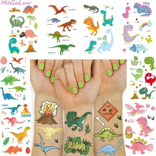 Temporary Tattoo Stickers Dinosaurs Party Decor Fake Tatto Tatuajes Body Art Waterproof Sticker Kid Birthday Party Supplies