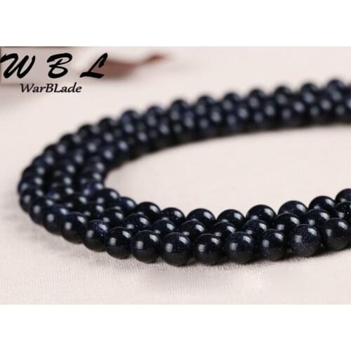 WarBLade Natural Dark Blue Sands Stone Beads 4mm 6mm 8mm 10mm 12mm 14mm Round Loose Stone Beads For DIY Bracelet Jewelry Making