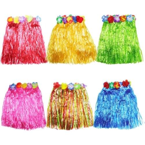 40cm Plastic Fibers girls Woman Hawaiian Hula Skirt Hula Grass costume Flower Skirt Hula dance dress Party Hawaii Beach Supplies