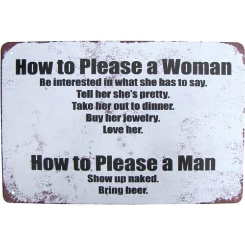 Funny How Please Men Women Metal Sign Novelty Man Cave Garage Bar Pub Wall Decor 8x12 Inch Nostalgic Tin Sign
