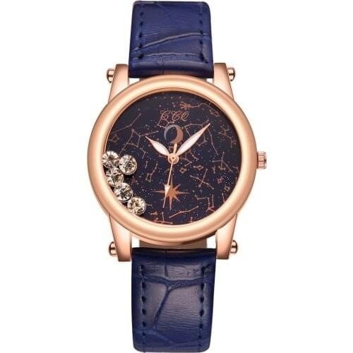 Fashion Creative Constellation Dial Women Quartz Watch Ladies Rhinestone Leather Strap Wristwatch Clock Zegarek Damski