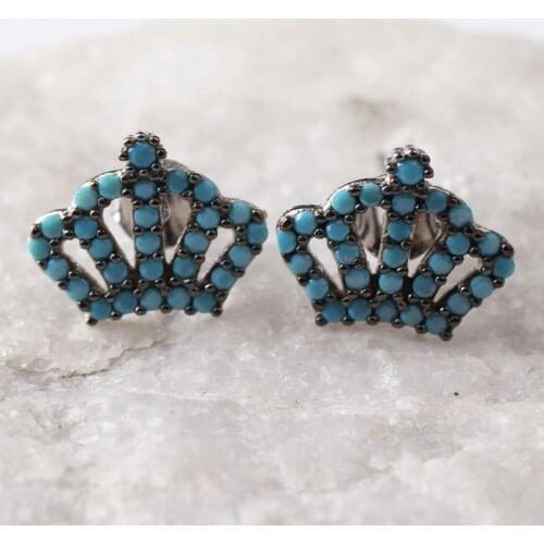 Women Handmade Blue Queen Zircon Earring, Handmade 925Silver Woman Zircon Earring,Handmade Zircon Women Earring