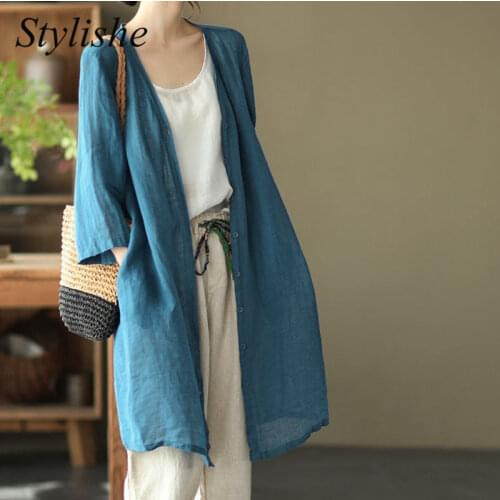 Candy Color Cotton Linen Kimono for Women Blouses Loose Thin Long Kimono Cardigan Female Summer 2021 Harajuku Casual Beach Tops