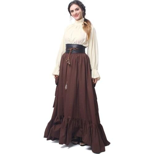 Middle Ages Europe Women Dress Cosplay Costume Vintage Cosplay Skirt Costumes Pleated Skirt Halloween Carnival Party Costumes