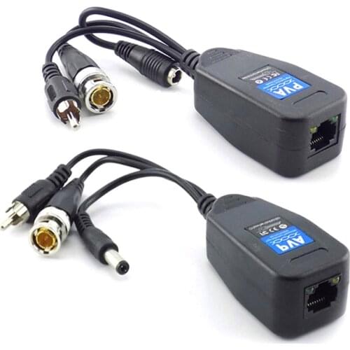 1 Pairs 3 in 1 BNC Video Power Balun Audio Connector 75ohm Converter Passive Transceiver for CCTV Security Camera System