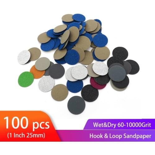 100pcs 1inch 25mm Wet Dry Sandpaper 60-10000 Grit Sander Discs Waterproof Abrasive Sandpaper Sheet for Wood Paint Polishing
