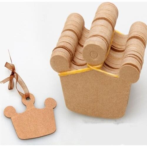 100pcs Brown kraft paper charms tag handmade hang tag Head Label Luggage clothing swing DIY Blank price Gift cards