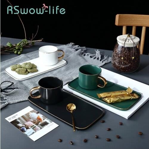 3Pcs Ceramic Cups Tray Set Creative Coffee Cup Dish Gift box Cups Food Tray Tea Cup Set Drinkware For Kitchen Supplies