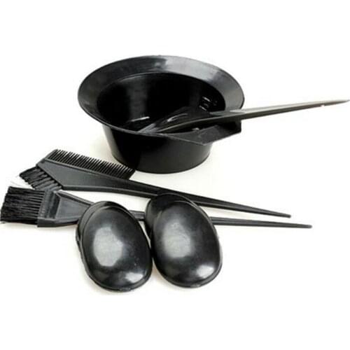 5pcs/set Plastic Hair Dye Styling Accessories 1 Color Mixing Bowl with 3 Brushes 1 Earshield Hair Coloring Tint Tools