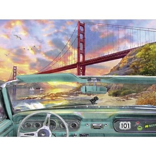 5D Diamond Embroidery Bridge and Car Cartoon Handmade Diamond Painting Needlework Mosaic Cross Stitch Home Decor