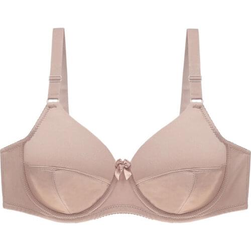 YANDW Women Big Size BH Underwire Unlined Bra Everyday Brassiere Sexy Lingerie Solid Simple Bras 36 38 40 42 44 46 48 C E