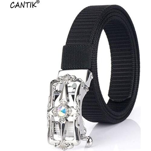 CANTIK Fashion Ladies Thickened Toothless Nylon & Canvas Belts Clothing Automatic Buckle Accessories Women 2.5cm Width CBCA294
