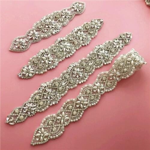 Flower trim crytal rhinestone beaded patches apliques de roupa applique sew on patches for clothes bordados para costura