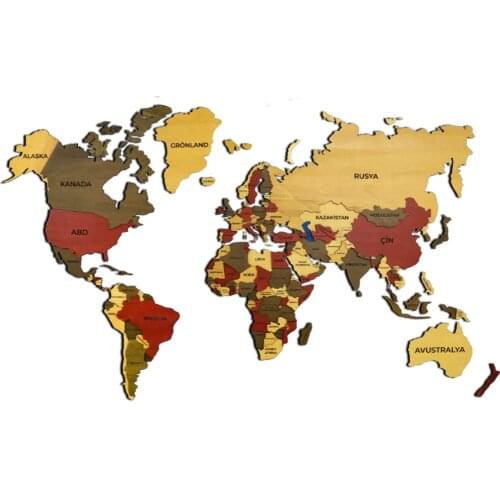 Decorative 3 Dimensional Wooden World Map 5 Kinds Of Color Black Europe Asia Africa Continental Wall Decor Table Decoration Home Gift