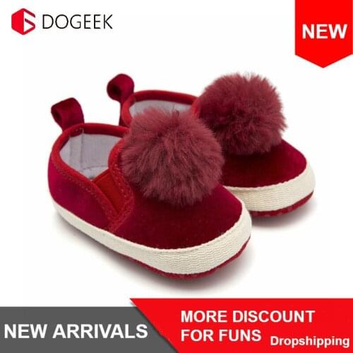 DOGEEK Baby Shoes Girls Boys Pink Flocculus Infant Shoes Slip-on First Walkers Crib Shoes Toddler Loafers Baby Booties