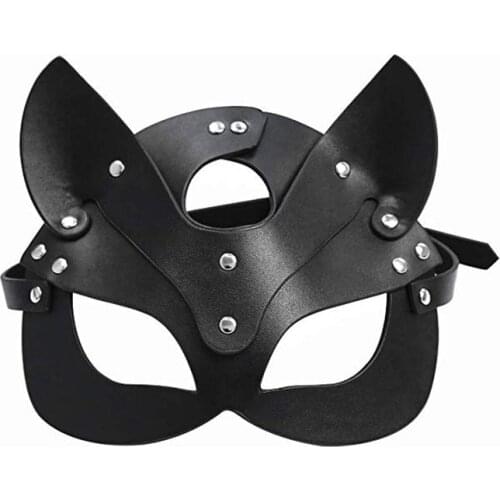 Erotic Women Sexy Mask Half Face Fox Cosplay Leather Sex Mask Halloween Party Mask Masquerade Ball Fancy Masks Punk Collar Seks