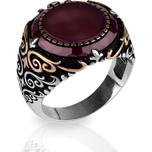 Guaranteed High-quality 925 Sterling Silver AGATE STONE ring Jewelry Made in Turkey in a luxurious way for men with gift