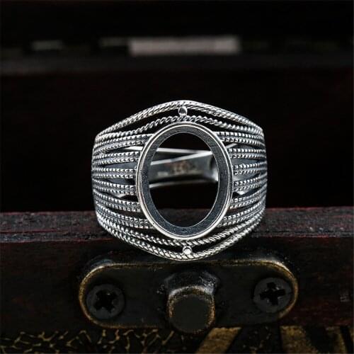 Ring Setting for 10x13mm Oval Cabochons Ring Blank Thai Sterling Silver Adjustable Ring Base JZ0042