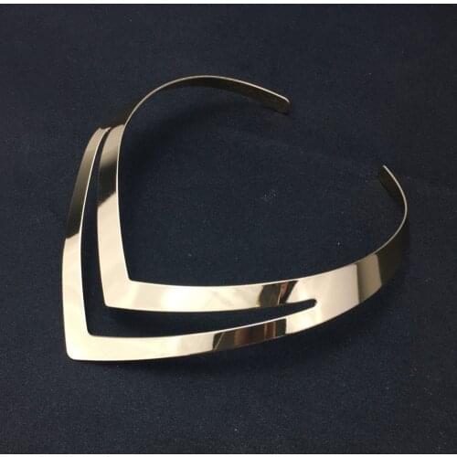 UKMOC Geometry Gold Color Alloy Torques Chokers Fashion Statement Bib Collar Necklaces For Women Dress Accessories #1193