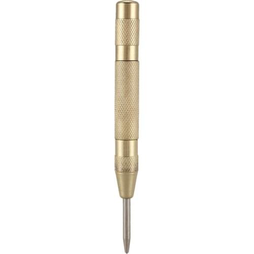 Brass Yellow Automatic Center Punch Spring Loaded Chrome Rivet Screw Auto Mark Hole Length 127mm