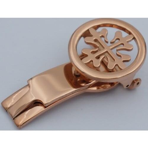 MAIKES High Quality Fashion Watch Button Watch band Folding Clasp Buckle 18mm 20mm Rose Gold Case For Patek