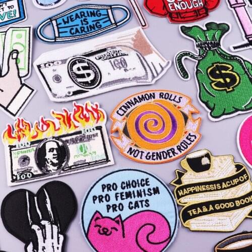 Face mask Patch Embroidered Patches For Clothing “¥100 ”Custom Stripe Patch Iron On Patches On Clothes Applique On Jeans Patch