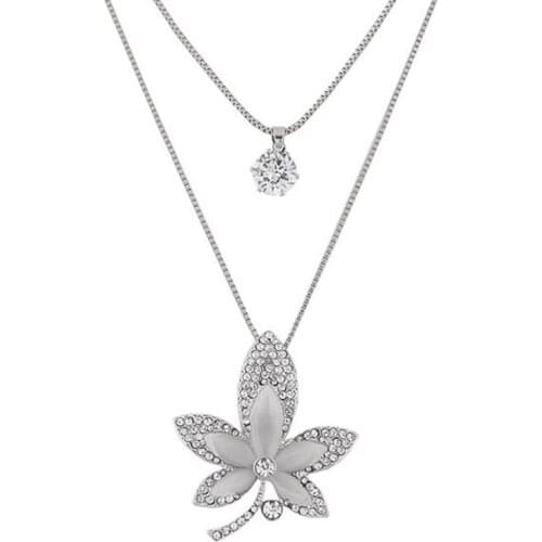 MayJim Fashionable sweet flashing maple leaf double gauze long necklace chain sweater chain chain Necklaces & pendants