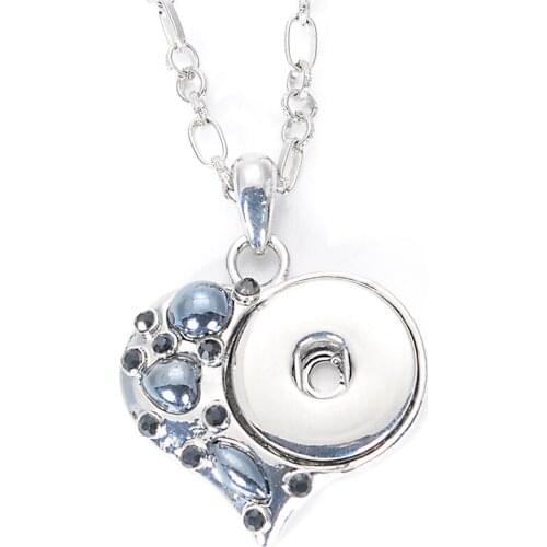 Miasol Crystal Heart Snap Button Charm Pendant With Crystal&Pearl, Interchangeable DIY Necklace For Snap Button Charms Wirstlets