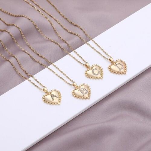 Fashion A To Z 26 Letter Necklace Heart Zircon Pendant gold necklace women Necklace Bijoux Femme 2021 Best Friends Gifts