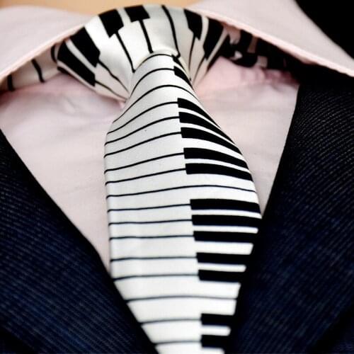 Korean Leisure Fashion Personality Piano Print Small Tie Host Night Club Trendy Narrow Tie Tie Die Set Men Ties