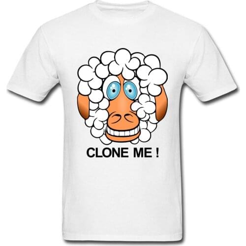 Crazy Sheep Print Men Funny T-shirt Summer Short Sleeve White Tee Shirt Cotton Fabric Birthday Custom Tops Breathable