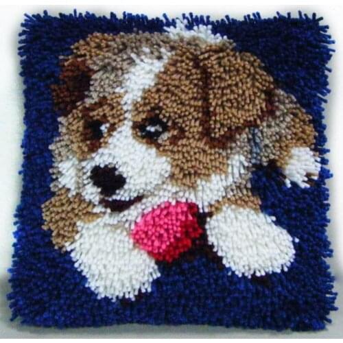 Latch hook kits for adults Crochet carpet Cute Dog Pillow with Pre-Printed Pattern Embroidery kits cross stitch Diy bag Cushions