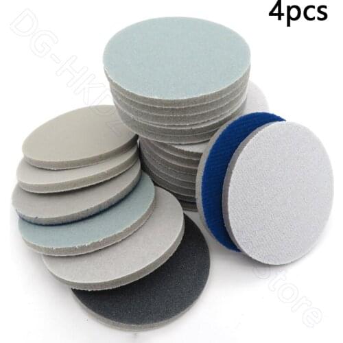 4pcs 3 Inch 75mm Sandpaper Hook&Loop Dry Water Round Abrasive Flocking Sanding Paper 300-3000 Grit Silicon Carbide/Corundum