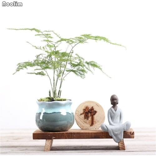 NOOLIM Creative Chinese Zen Living Room Desktop Small Ornaments Home Porch Decorative Crafts TV Cabinet Little Monk Vase