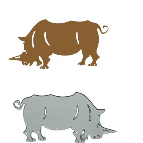 Rhinoceros Rhino Pattern Metal Cutting Dies Scrapbooking DIY Clipart Craft Paper Card Decorating Cutter Stencil