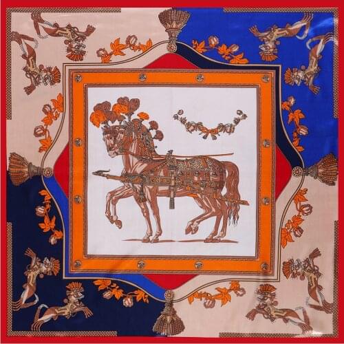 2021 New Fashion Silk Square Scarf For Women 90*90cm Neck Hair Tie Band Bag Warp Soft Neckerchief Hijab Headscarf Female Foulard